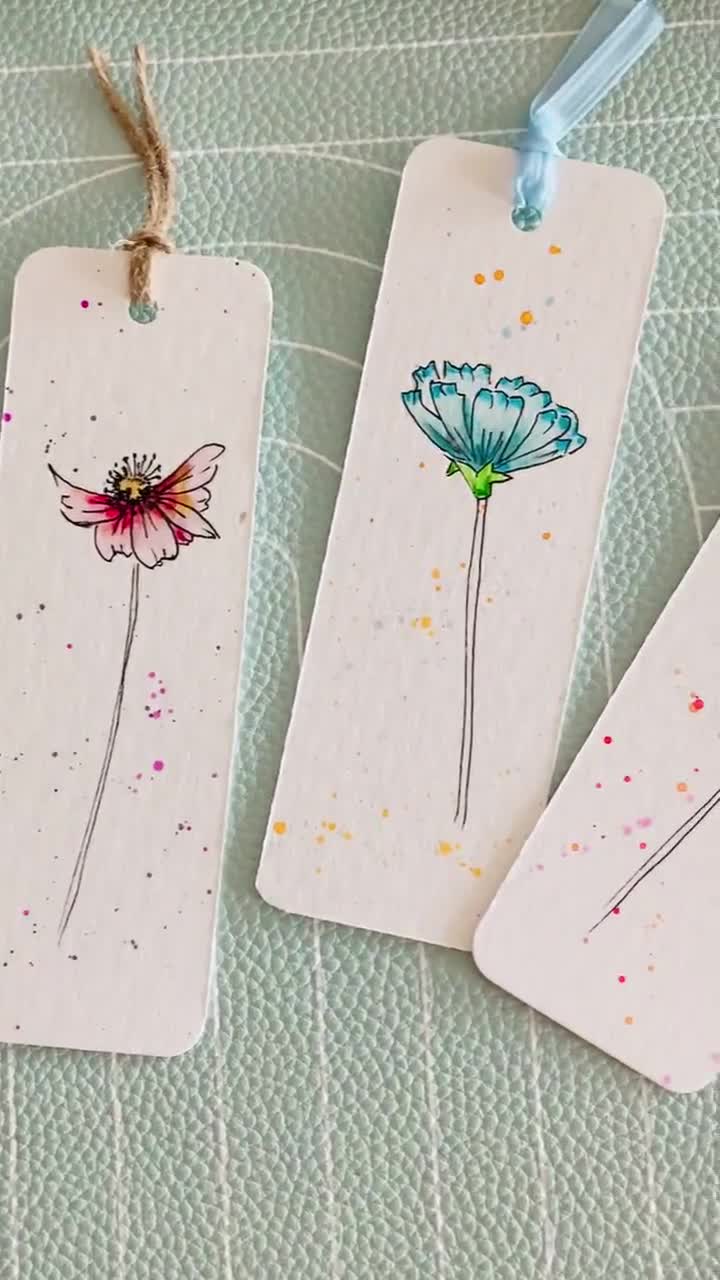 Watercolor Bookmark Gifts v2.0 – India Ink and Flower Doodles – Odyssey Art