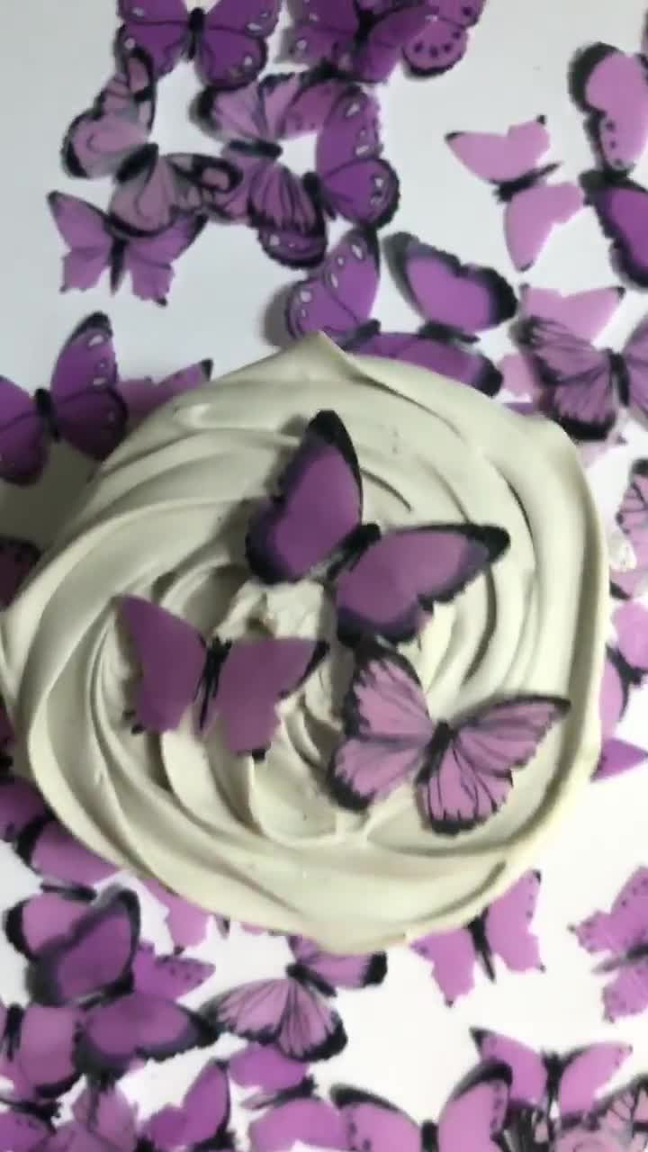 Edible Butterflies Wedding Cake Topper, Purple Monarch Edible