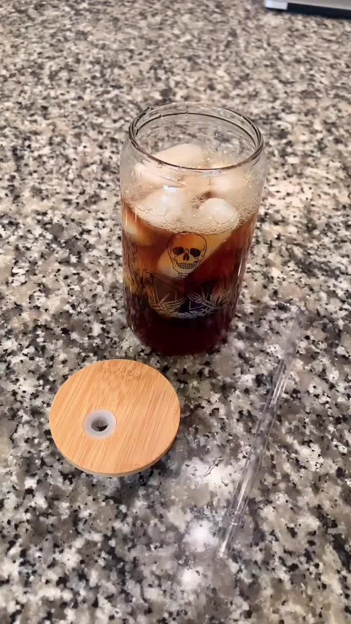 Fueled by Iced Coffee & Anxiety Glass Can Cold Drink Cup w/Bamboo Lid –  Makayla Rose Creations Inc.