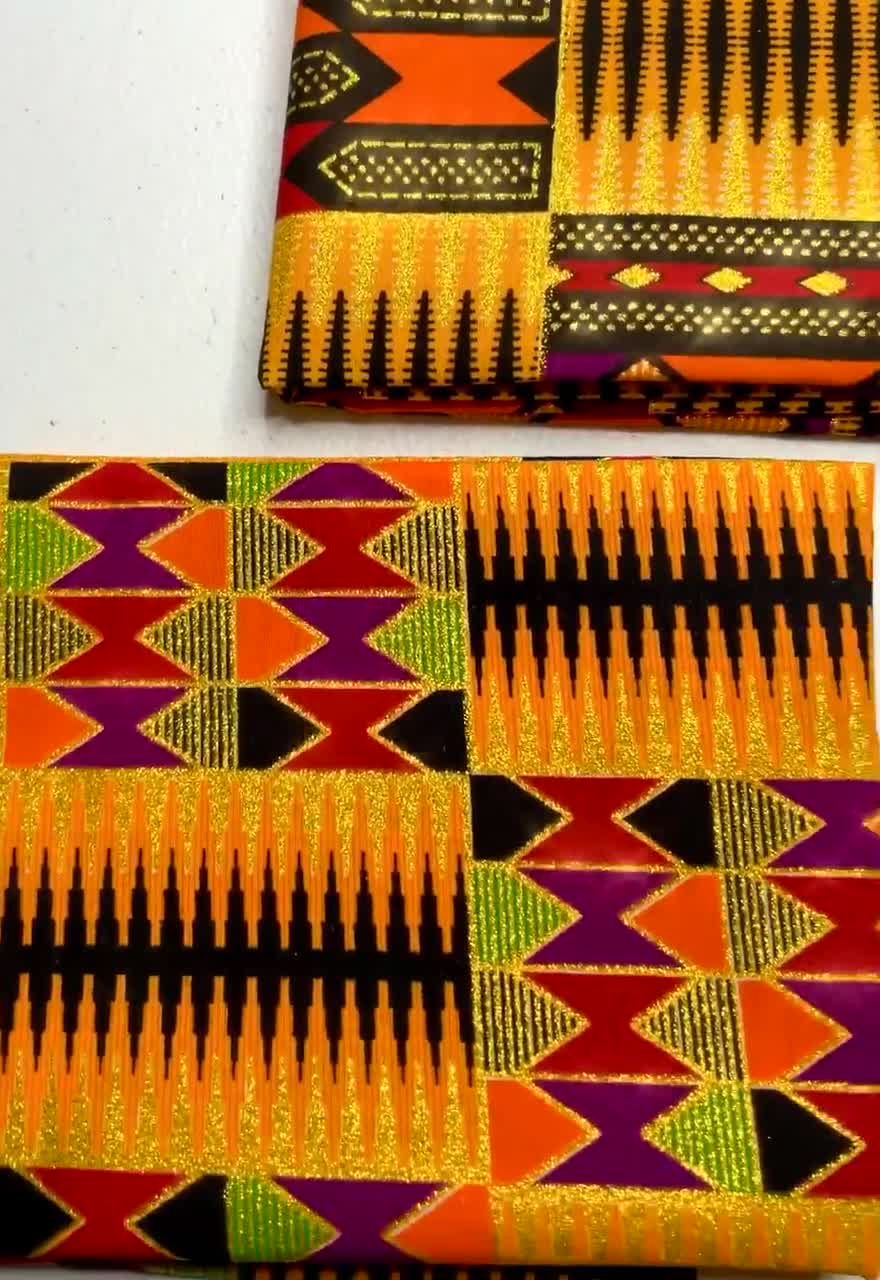  Kente - Tela de algodón con estampado africano de 44 pulgadas  de ancho, vendido por The Yard (90195-1) : Arte y Manualidades