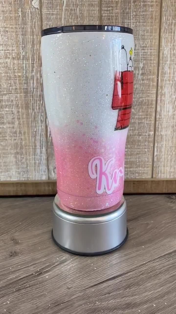 Snoopy Tumbler, Made With Custom Glitter, Waterslides, and Vinyl