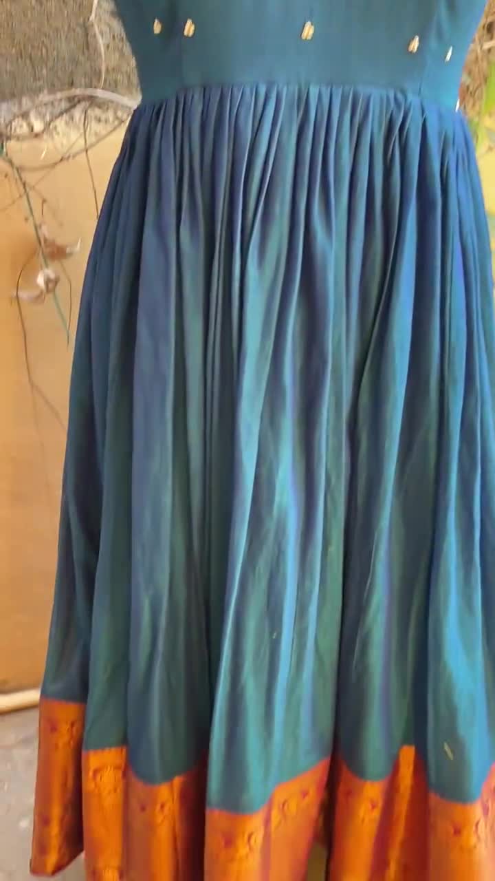 Shop Orange box pleated narayanpet handloom dress | The Secret Label | Long  gown design, Indian fashion dresses, Long gown dress