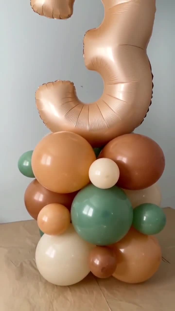 Woodland Number 3 Balloon Column Woodland Third Birthday Party Balloon  Tower 3rd Birthday Balloon DIY Kit Neutral Muted Color Balloons 