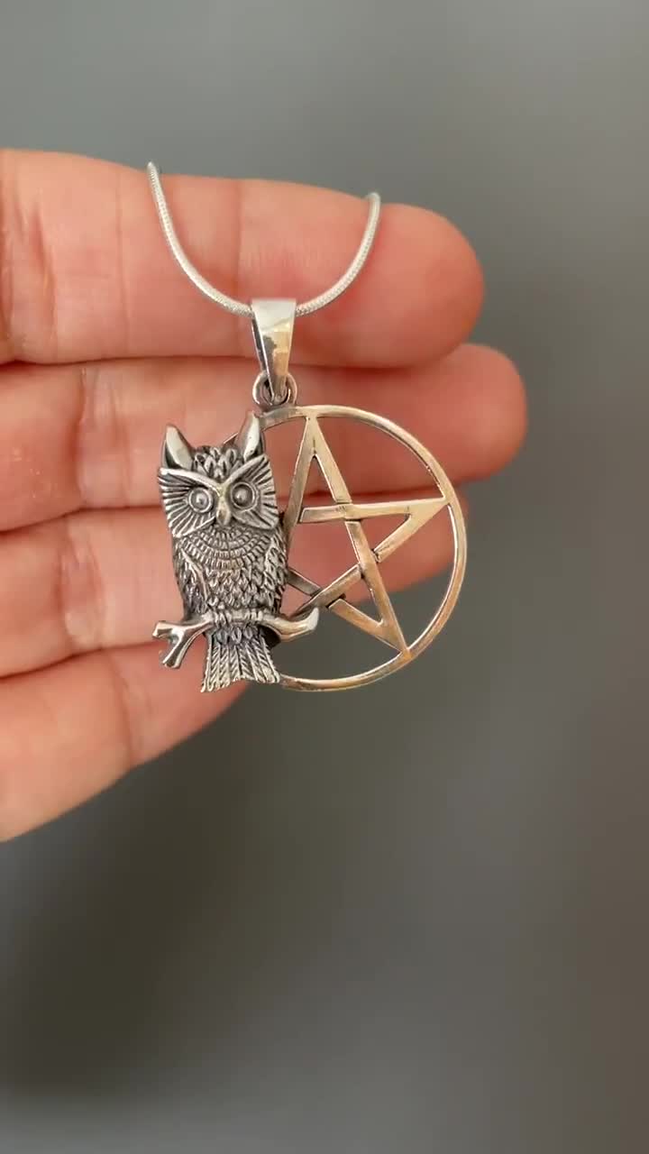 Silver Owl with Bone Pentacle Pendant – Gryphon's Moon