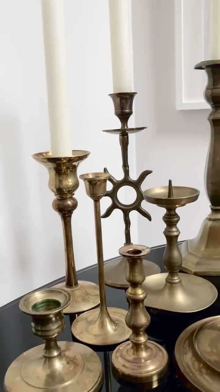 Vintage Brass Candlesticks Antique Candle Holder You Choose SOLD SEPARATELY  Mixed Graduated Gold Metal Mismatched Wedding Collection READ 