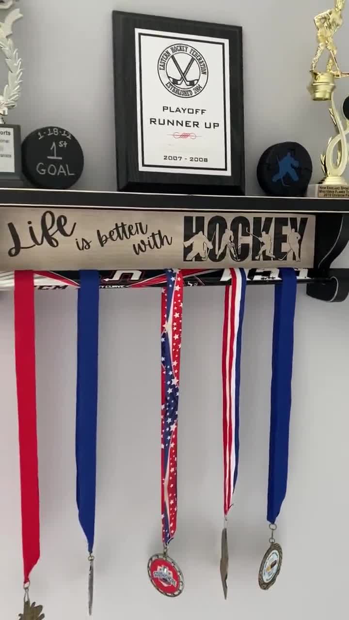 Hockey Trophy Shelf,hockey Stick Shelf,hockey Wall Decor,hockey