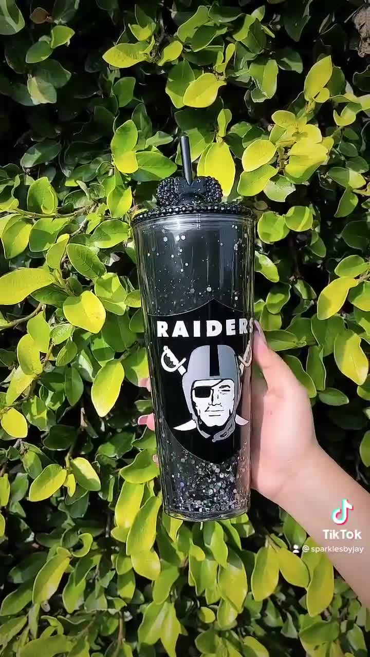 Raiders Snowglobe Glass Tumbler W/ Bling lid – TajDesignz