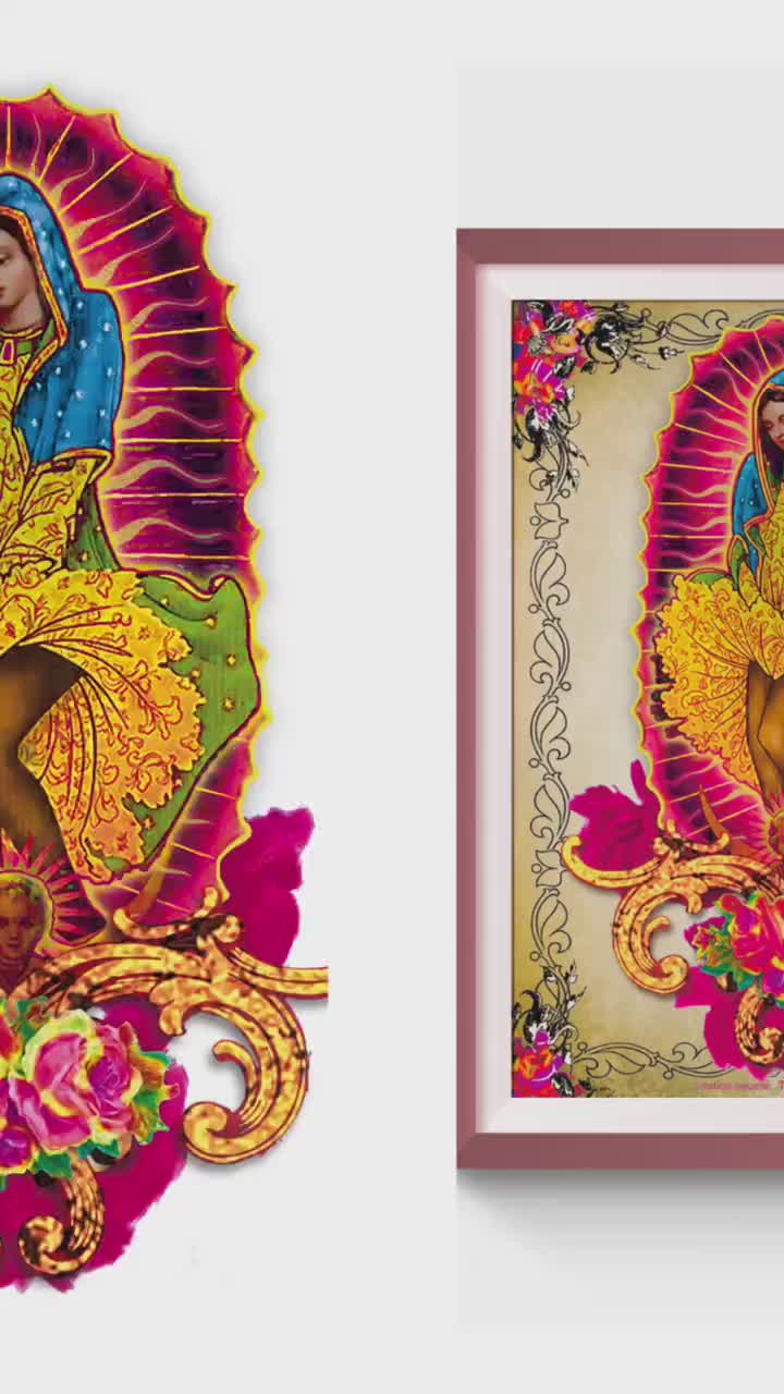 La Guadalupe Marilyn - La Virgen Mexicana con la pose de Monroe - Humor kitsh hiper florido con el vestido levantado por el viento video poster