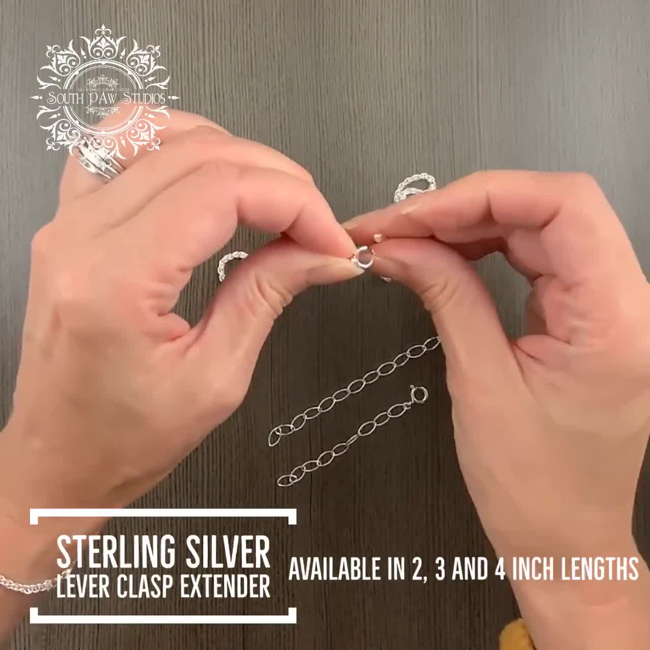 Sterling silver necklace extender for lever clasp in 2 - 4 inches