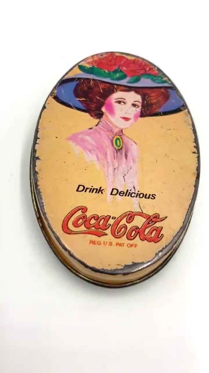 Coca Cola Vintage Handy Oval Tin Sewing Kit 1981 Gift Co Inc Dents