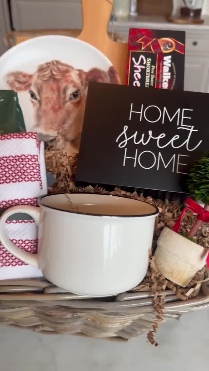 New Home/welcome Home/farmhouse/gift Baskets/gift Basket/cow/new