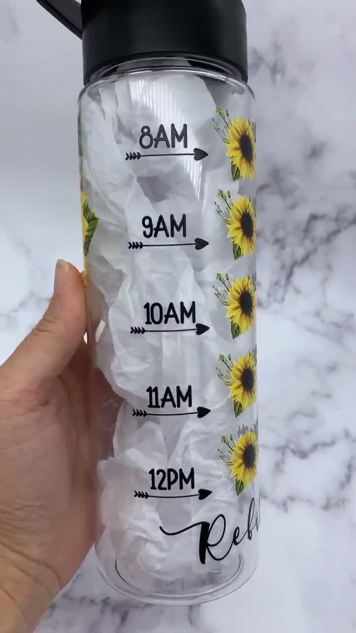 Thin Blue Line Sunflower on 32 oz Motivational Tracking Water Bottle -  Cuptify