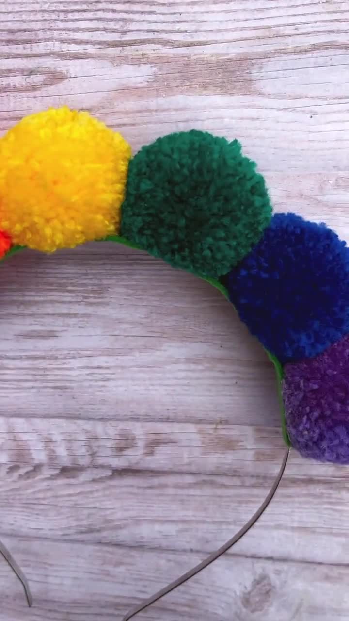 Colours of the Rainbow Pom Pom Headband, Woollen Hair Accessories