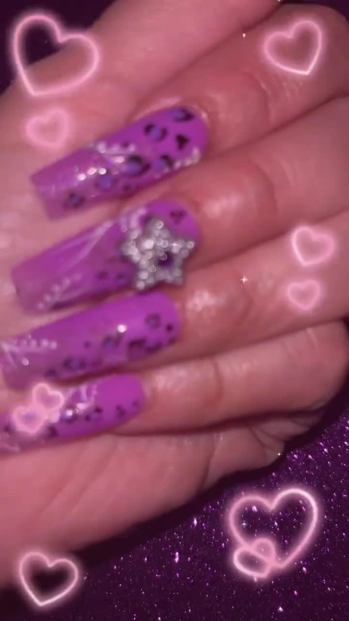 Y2K TRENDY PURPLE BUTTERFLY WITH GLITTER AND POLKA