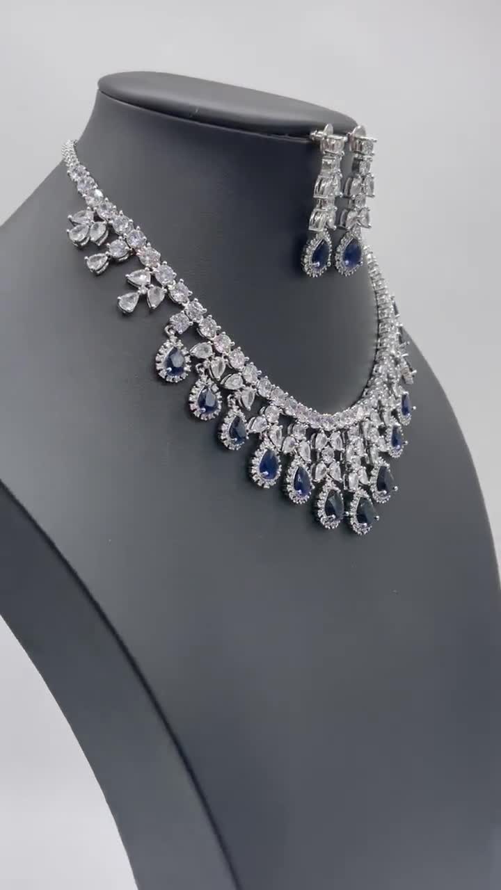 9K Delicate Statement Royal Sapphire Necklace - Shop Nozomi