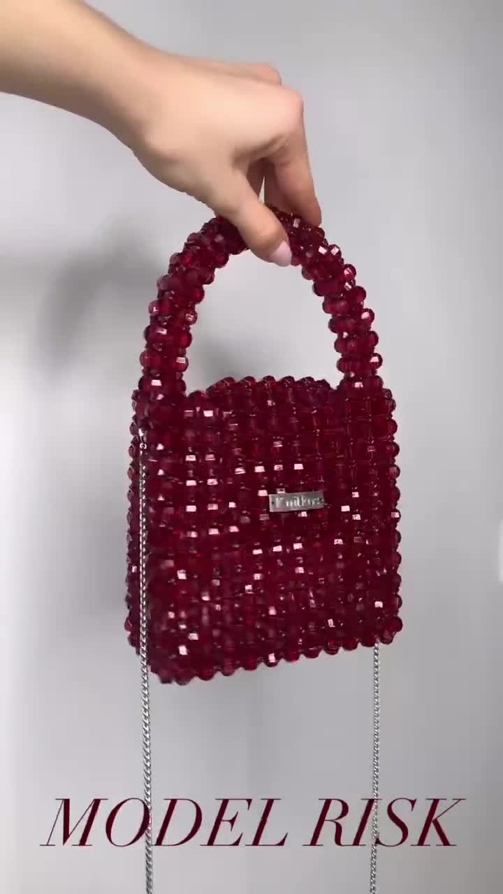 Handmade Crystal Red Beaded Bag: Women's Shoulder Bag - Etsy