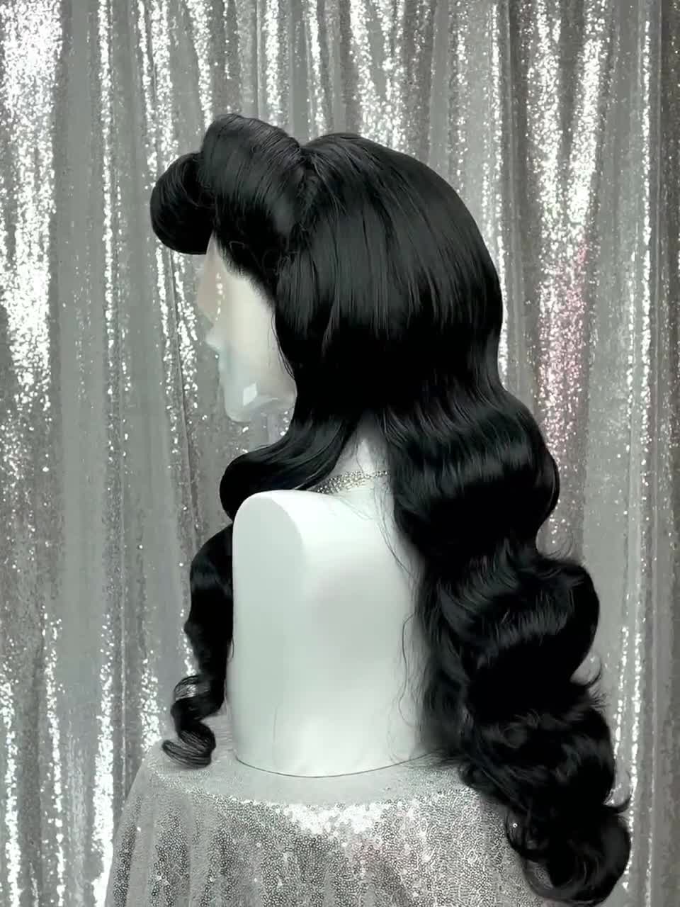 1940s Inspired Lace Front Wig in Style noir XL Made to 