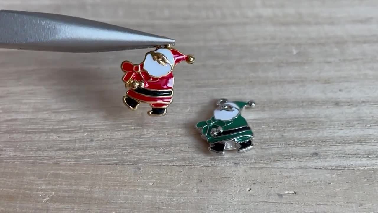 Tiny Enamel Santa Claus Charm: Zipper Pull, Keychain, Phone