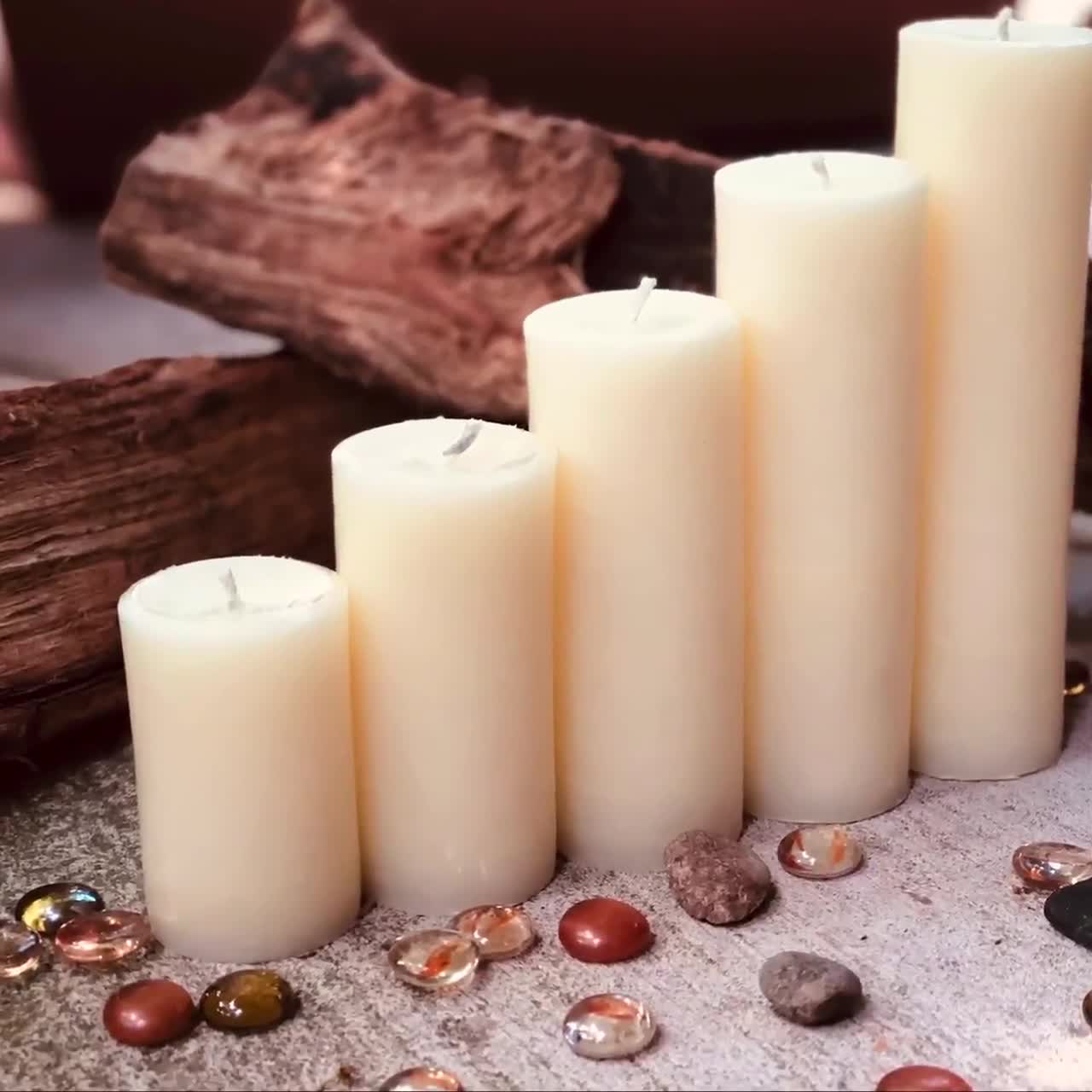 White Beeswax Pillar Candle Set: Handmade, 100% Pure, 2" Diameter video poster