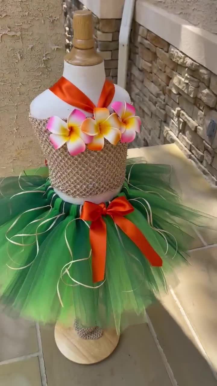 Hawaiian Luau Tutu, Hula Grass Skirt, Tutu Dress Set, Pool Party