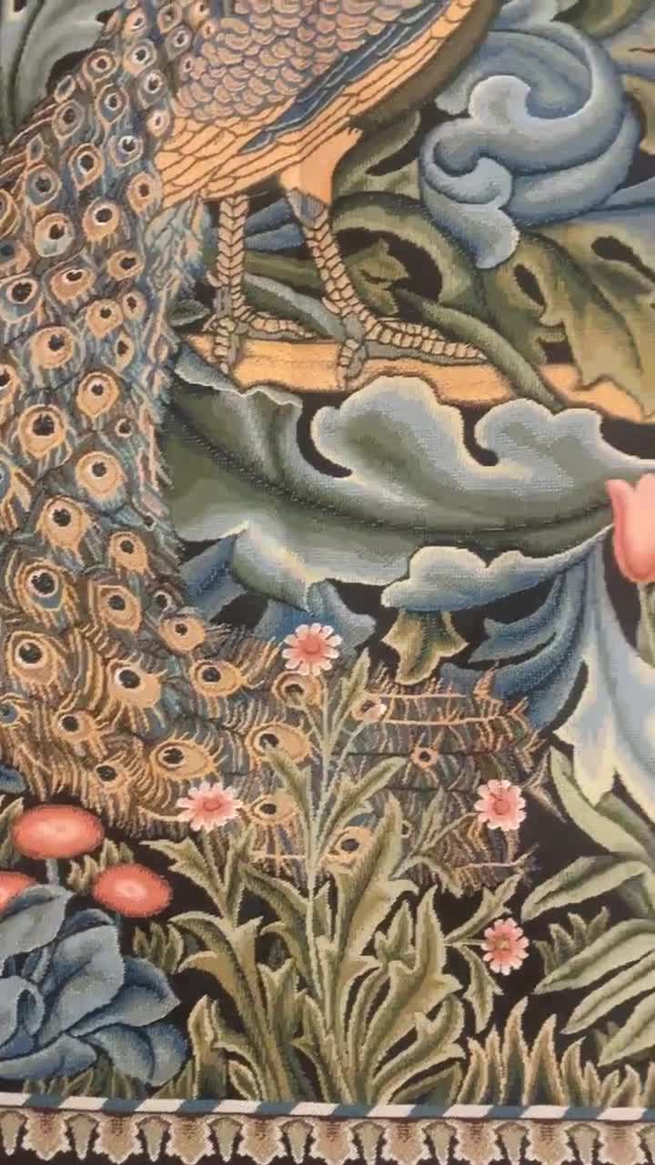 Peacock in Secret Garden William Morris Unfinished Tapestry Fabric