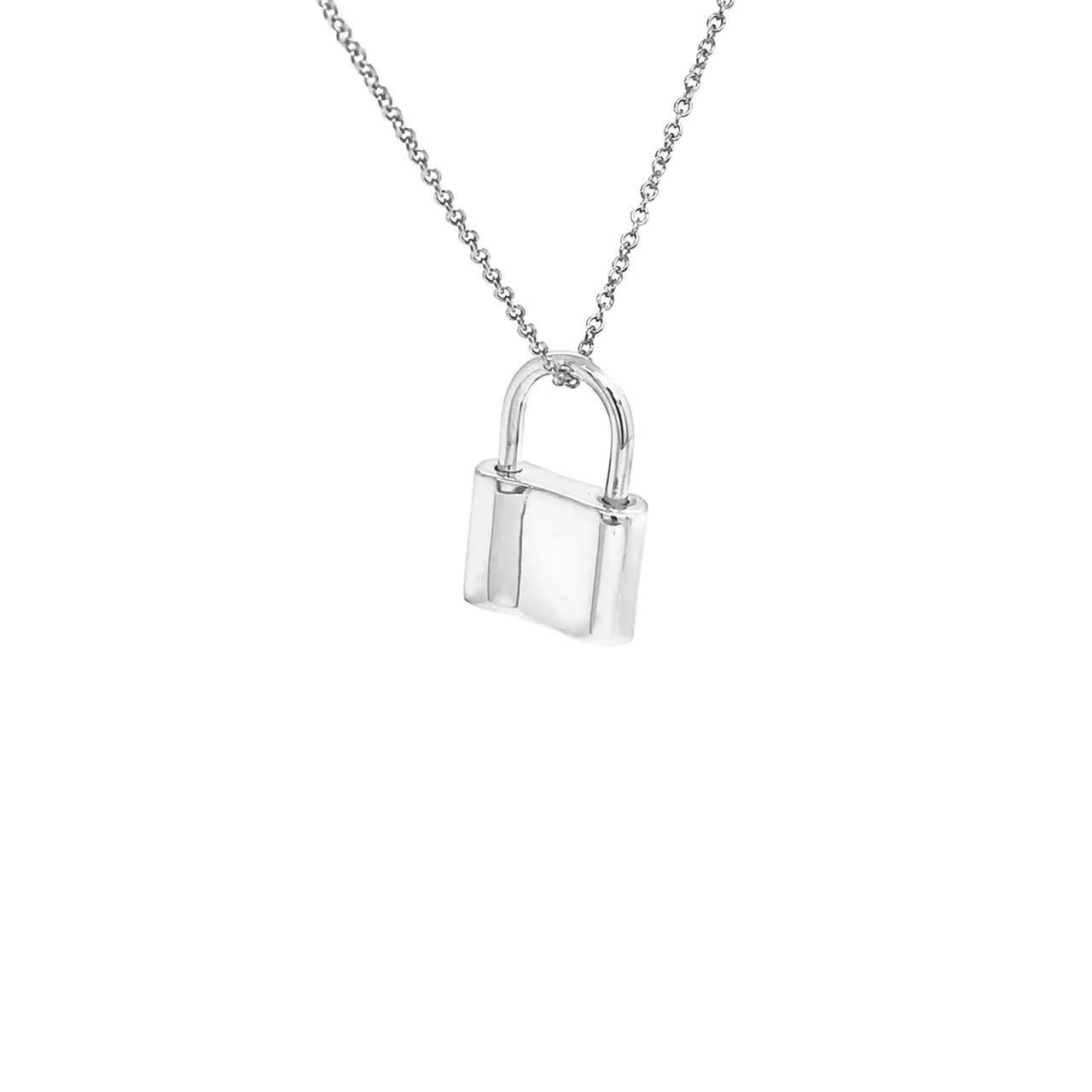 Functional Lock Pendant Necklace in 925 Sterling Silver, Engravable Necklace Nickel Free