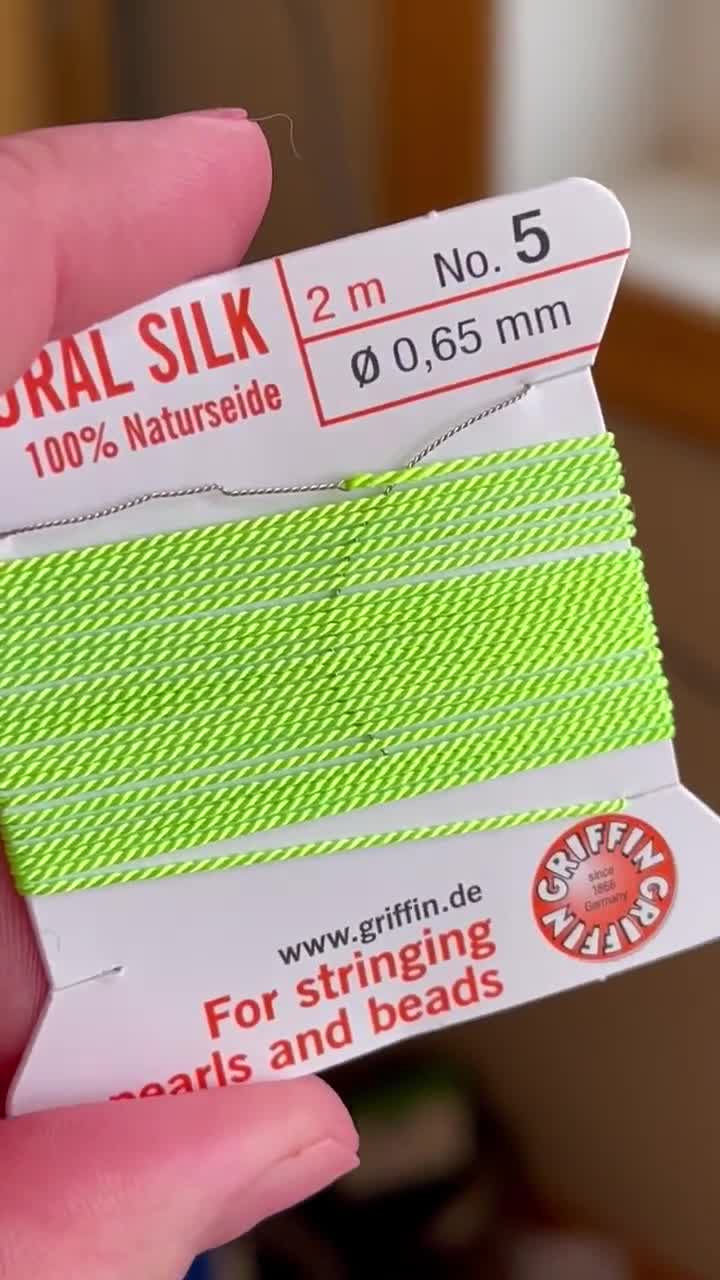 Natural Silk Bead Cord Size #8 (0.80mm). Sold Per 2 Meters With Needle...