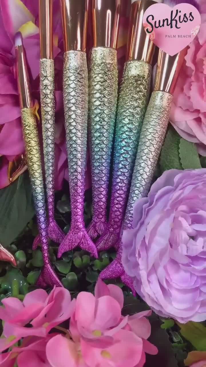 Oro rosa / Rainbow Mermaid Makeup Brush Set / Set di pennelli per ombretti  / Set di pennelli in polvere -  Italia