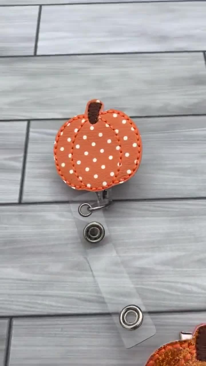 Pumpkin Badge Reel, Fall Badge Reel, ID Holder, Retractable ID