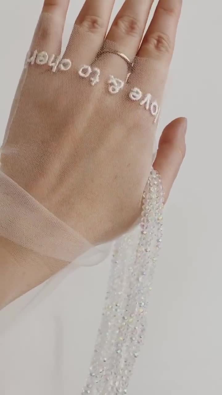 Guanti In Tulle Bianchi Senza Dita - Con Perle Per Matrimoni E Feste, Lunghi Fino Al Gomito - Foto 2