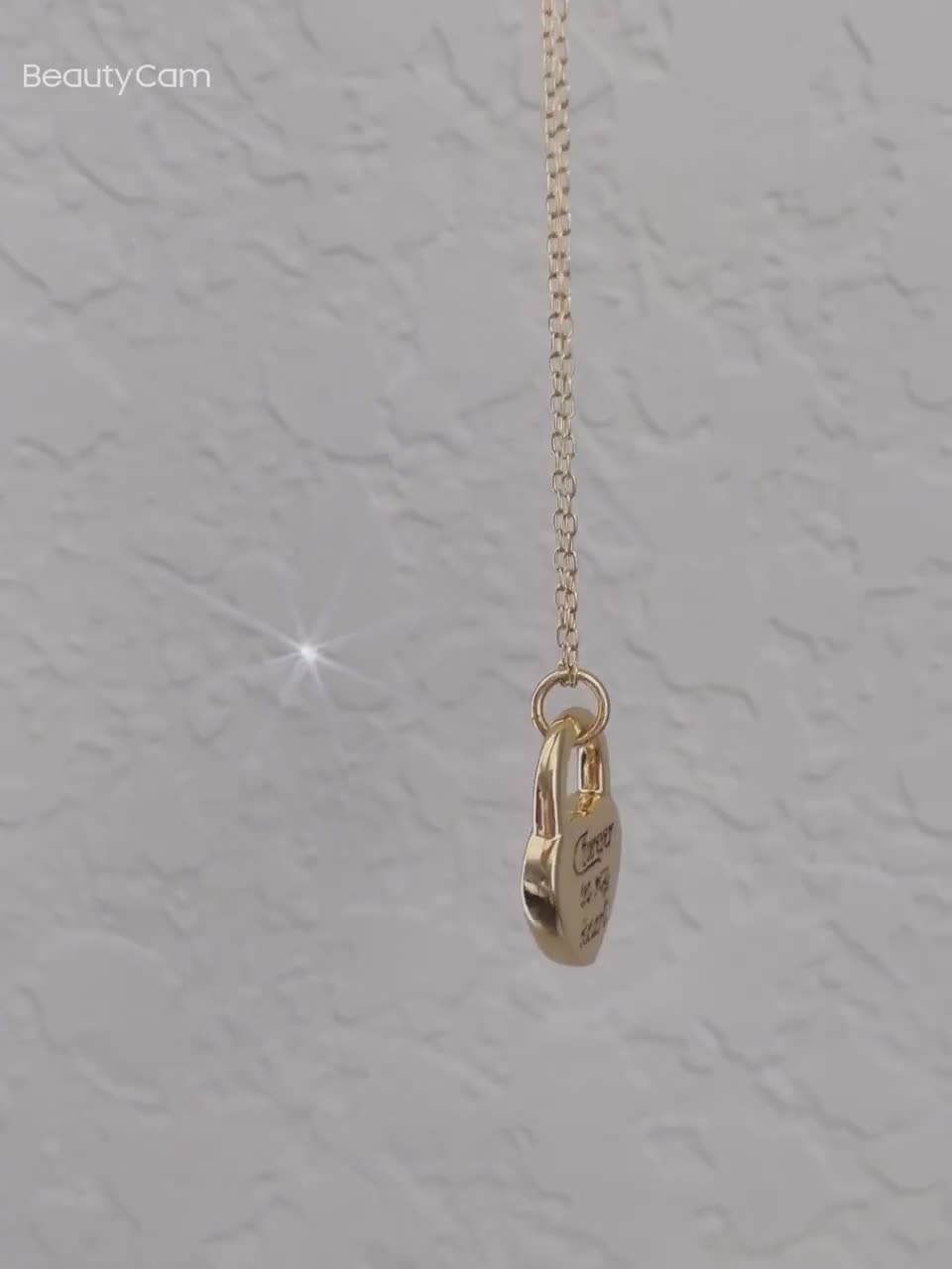 Ciondolo Cuore Lucchetto 3D in Oro Giallo 18 KT Elettroformato