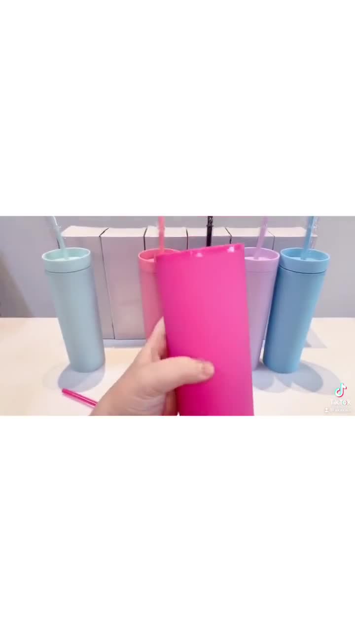 16oz Pastel Skinny Straight Tumbler Matte Tumbler With Straw Customizable  Blank Tumblers Bulk With Lids and Straws Fast Shipping USA 