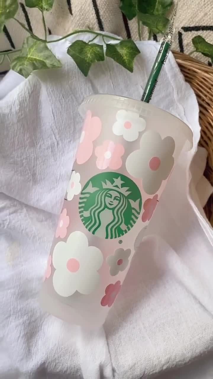 Pink Retro Flowers Starbucks Cup Gift for Daisy Lover and Best Friend Cute  Daisy Floral Cup Reusable Tumbler Spring or Summer -  Denmark