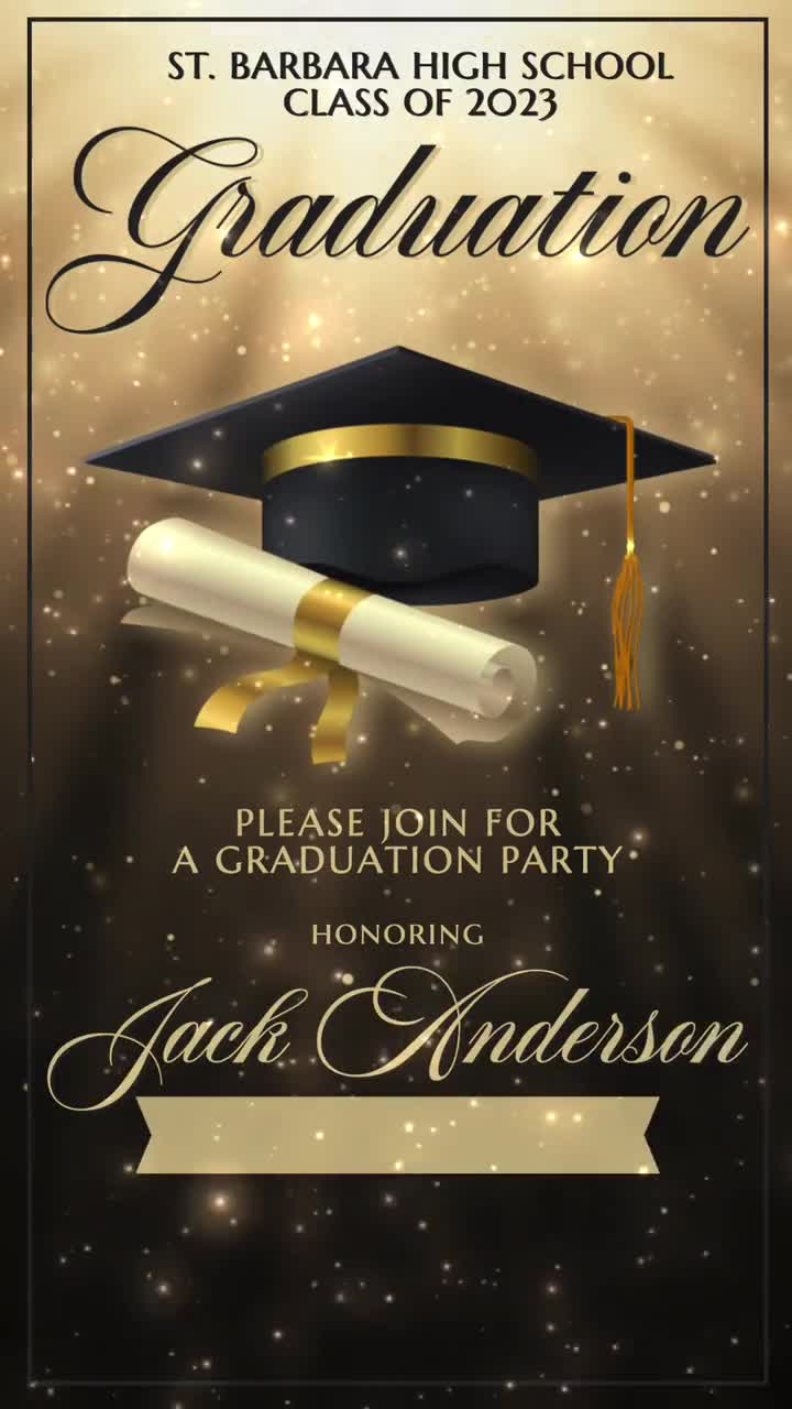 Animated Graduation Invitation, Grad announcement, Custom photo graduation  party, Graduation Video Invite, Electronic College Announcement