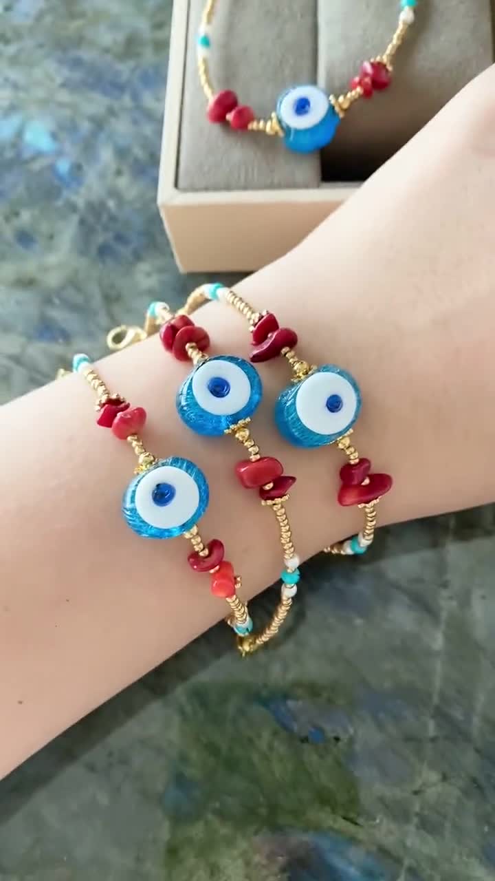 Evil Eye Bracelet, Blue Evil Eye Beads, Greek Evil Eye Jewelry