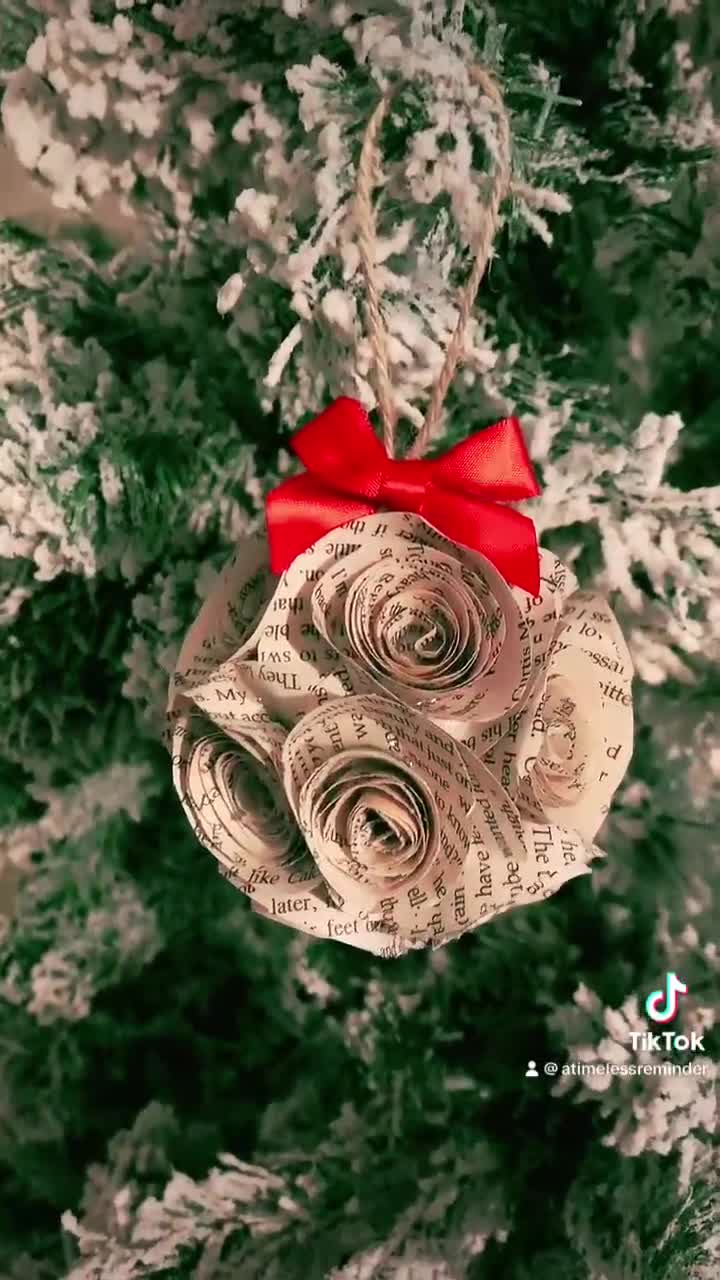 4” book page ornament | Christmas decor | Christmas tree ornament | book lover gift | ornament | book lover ornaments book page decor video poster