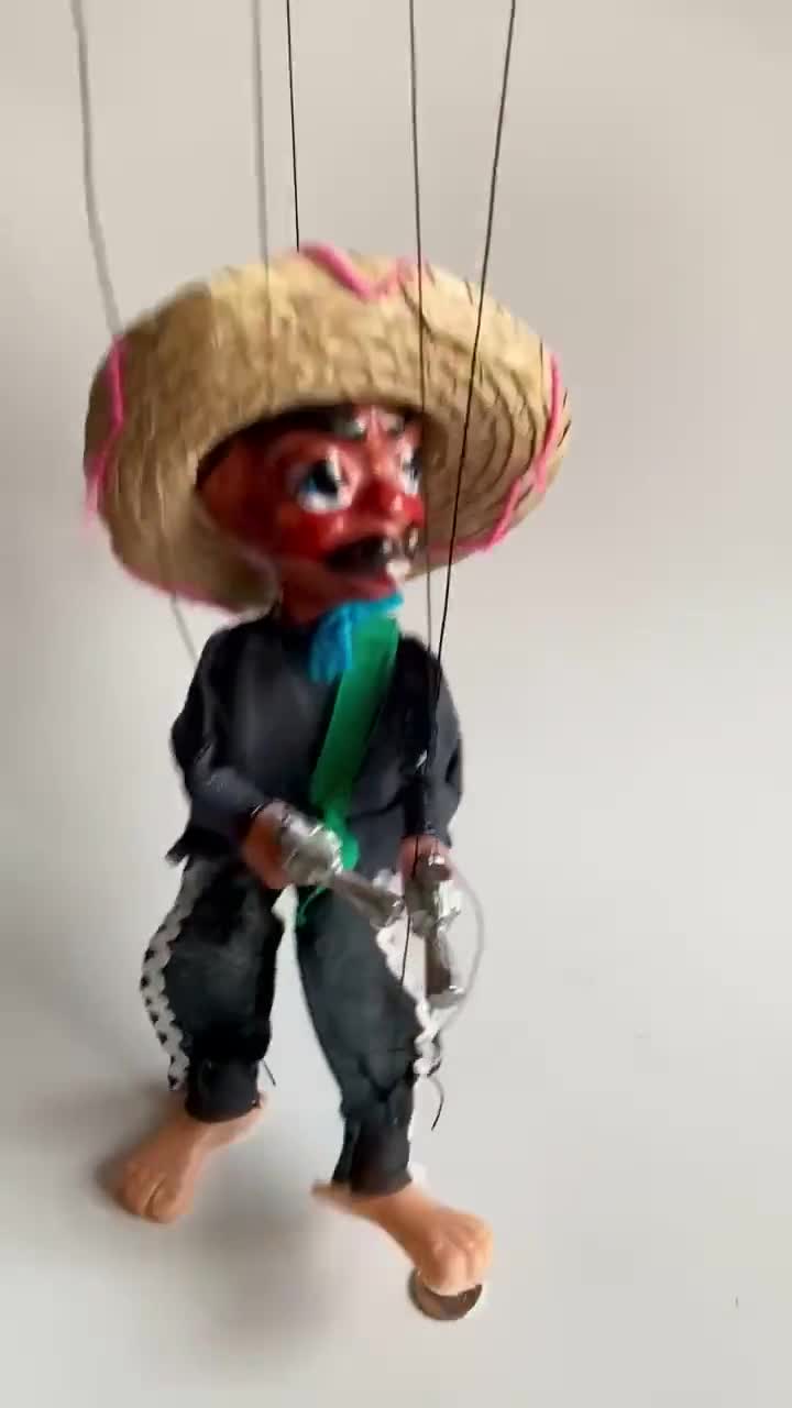 Mexican Marionette String Puppet Cowboy With Pistols Mexico 16