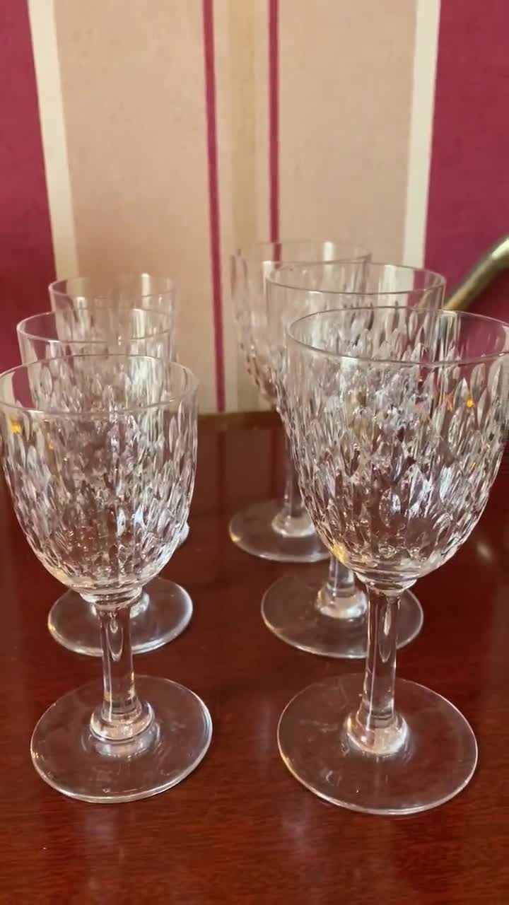 BACCARAT CRYSTAL CUT TO CLEAR WINE GLASSES VERY RARE ANTIQUE 110YrsOld  FRANCE