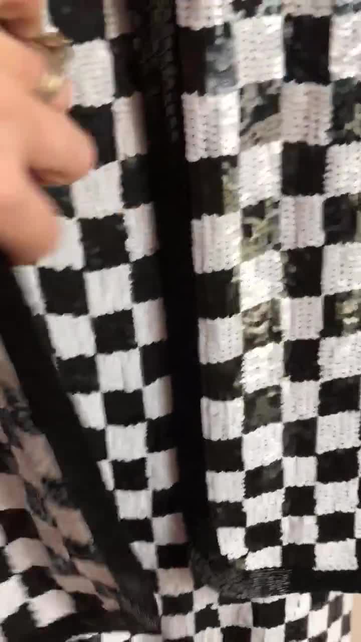 RETRO Fully Sequined Checkered Dress and Jacket ‣ Black and
