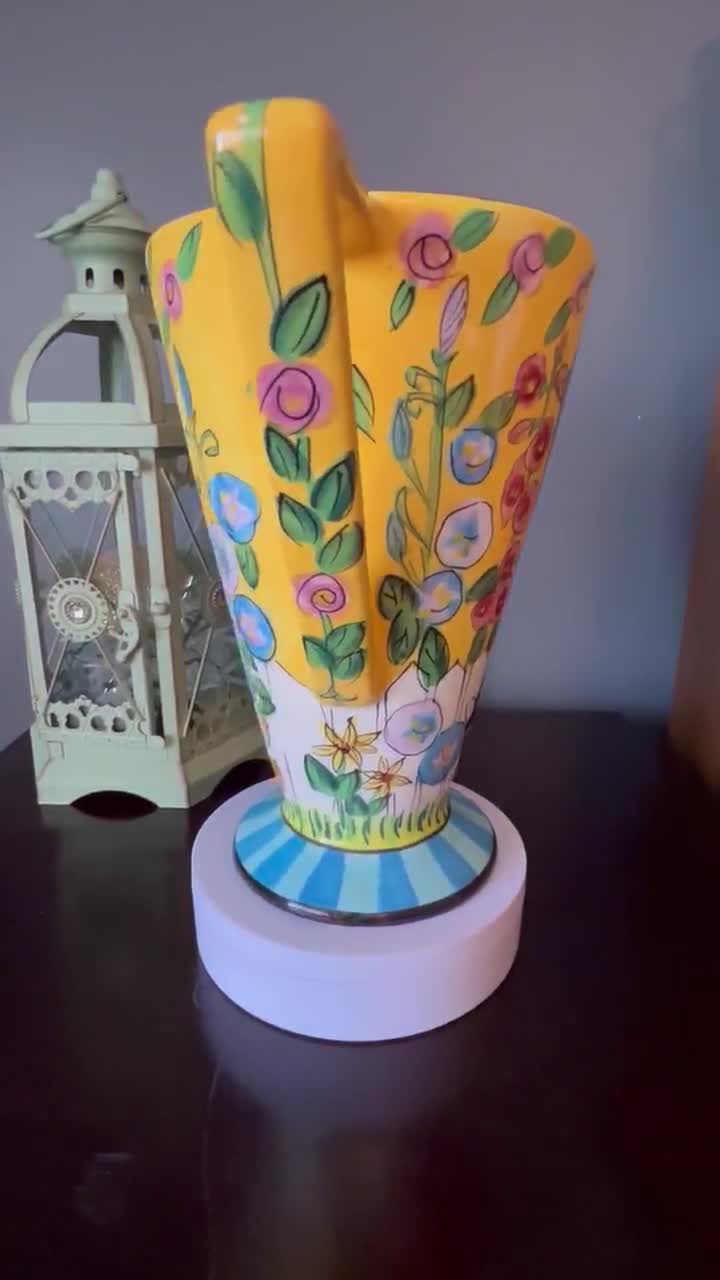 Vintage CATZILLA Water Pitcher, Candace Reiter, Hand Painted Cats