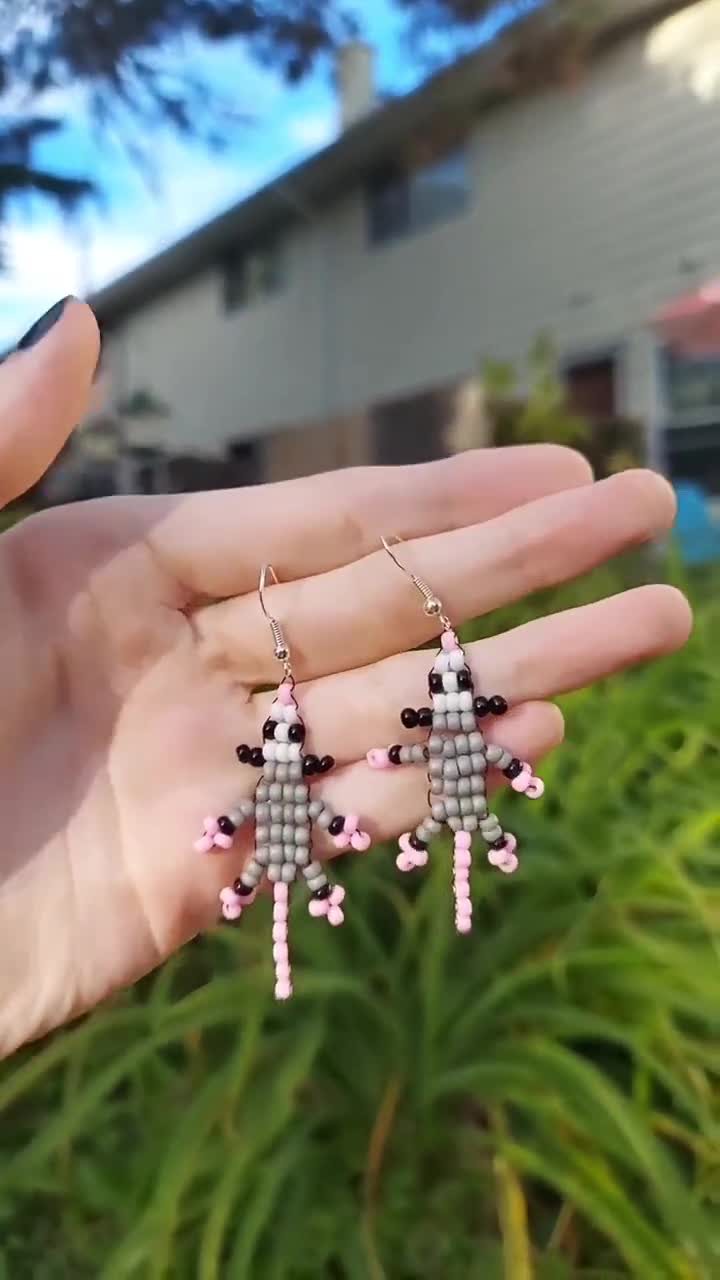 Used some pony bead patterns with seed beads to make these possum earrings!  : r/Beading