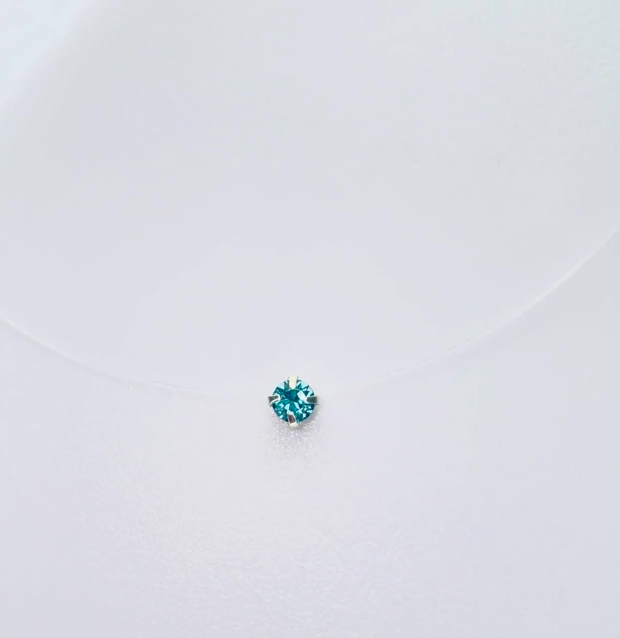 Invisible Tiny Pendant Necklace, Small Solitaire in Swarovski