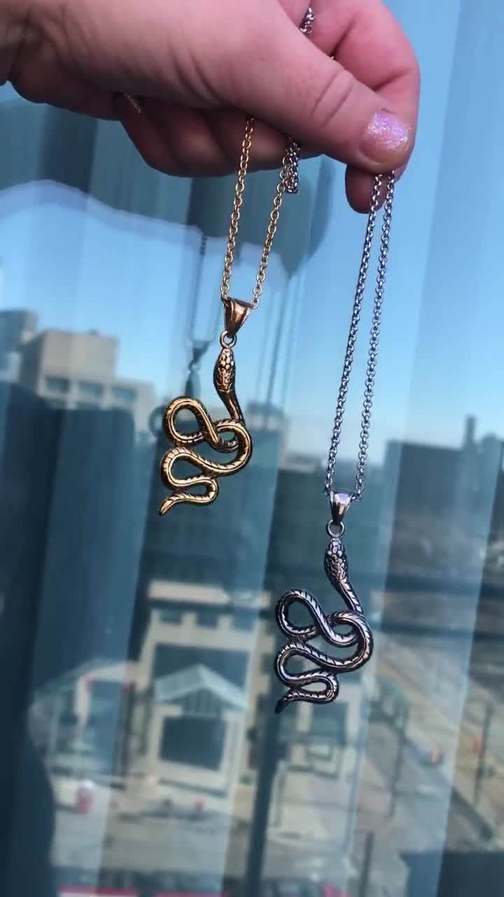 Ciondolo collana serpente Color argento Vintage per uomo donna stile Punk collana drago intaglio a mano scala regali gioielli Hip-Hop  36