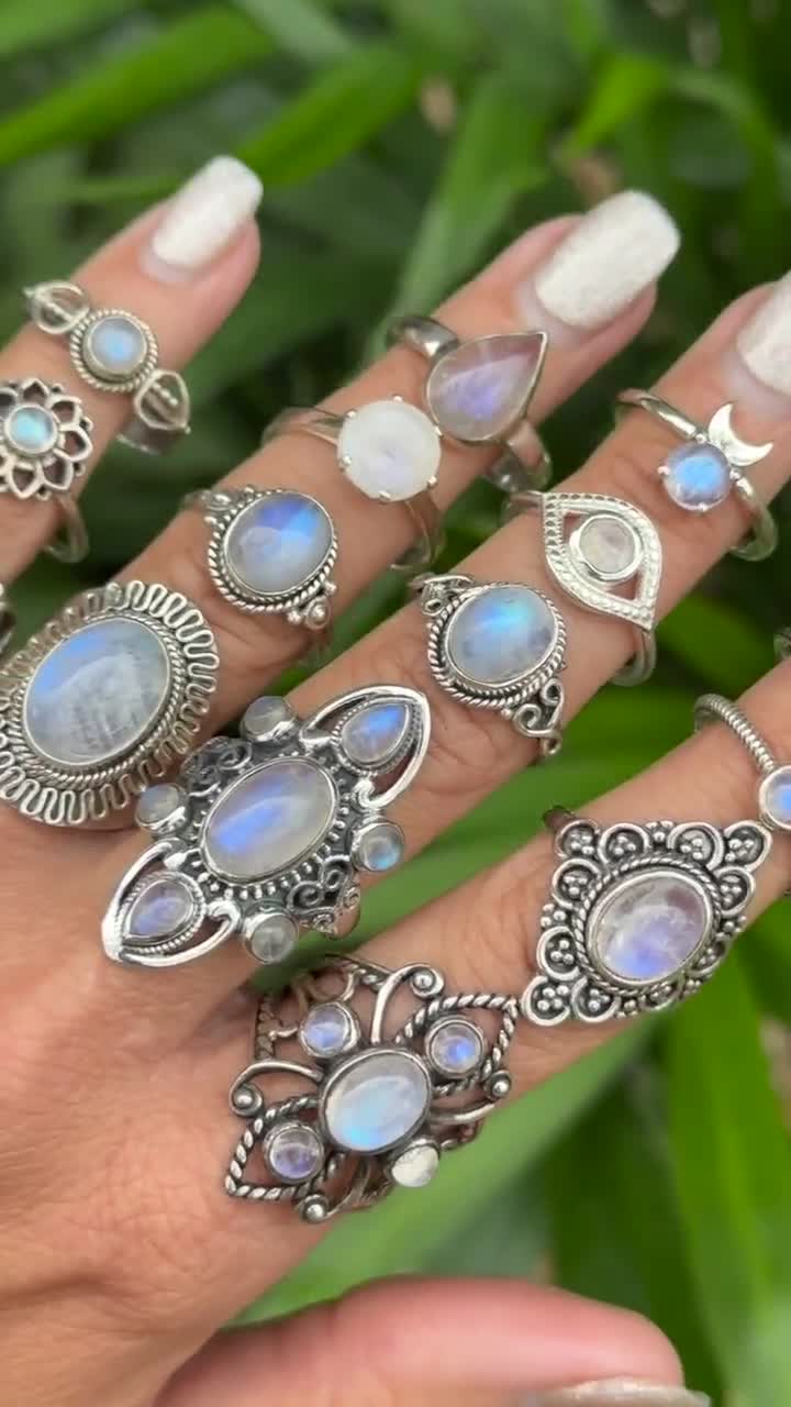 Rainbow Moonstone Boho Ring | Silver Gemstone Ring UK | Bohemian Betty –  Bohemian Betty Jewellery