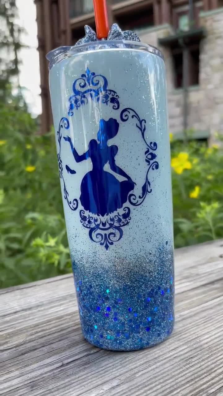 Verre paille Cendrillon Disney Cinderella princesse plastique bleu