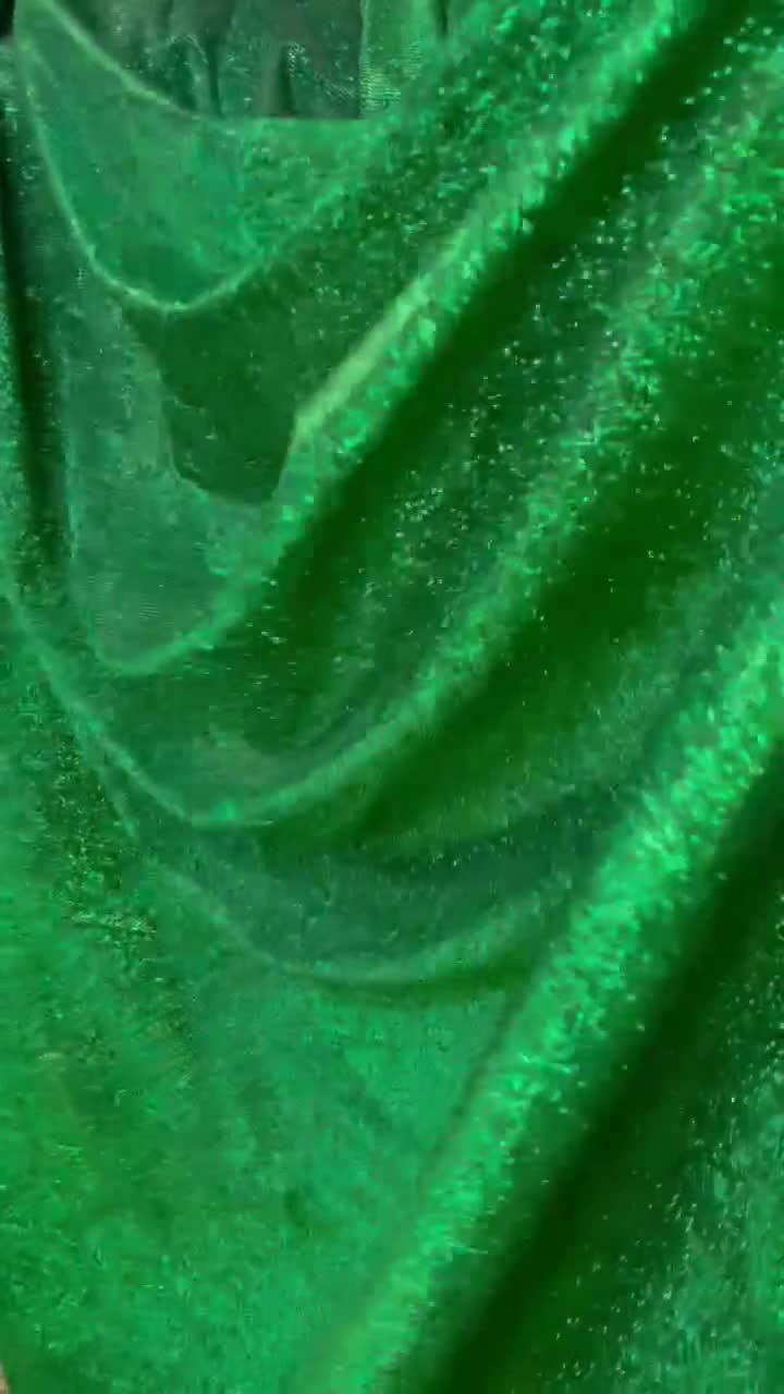 Emerald Green Gold Shimmer Satin Fabric 58'' PRICE PER METER