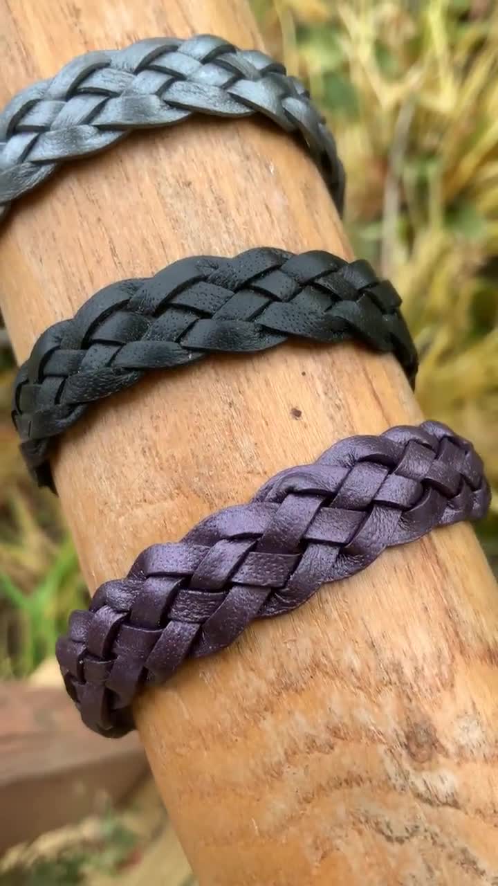 Braid Leather Bracelet, Leather Braided Rope Bracelet