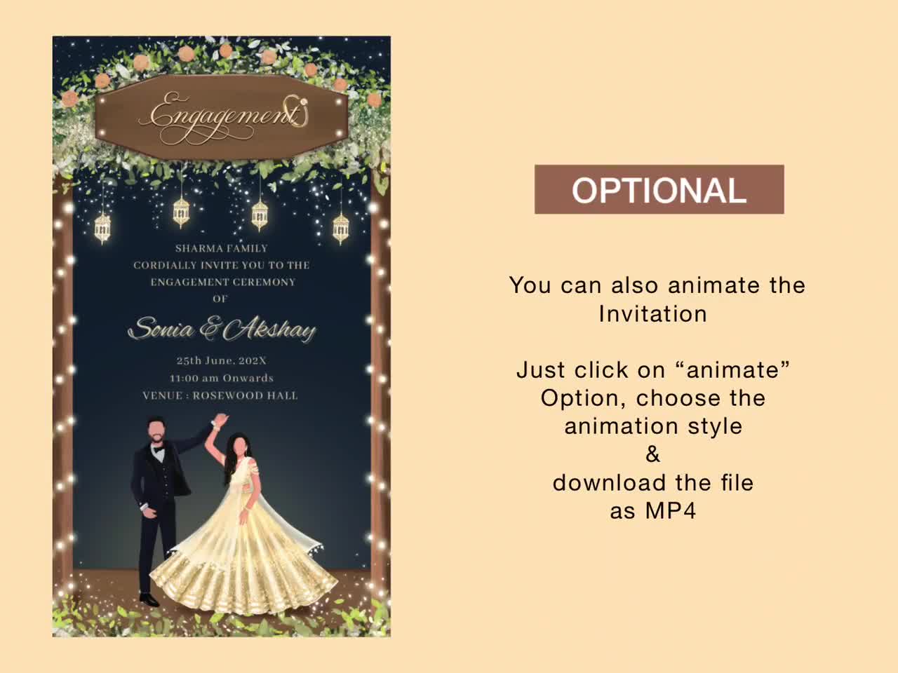 DCW_RCT_04 _ Ring Ceremony Invitation ‣ caricature wedding invitation