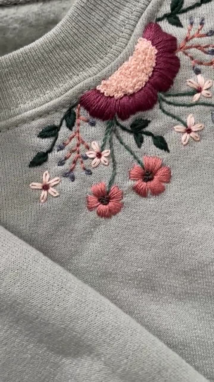 Custom Embroidered Sweatshirt | Hand Embroidery | Floral