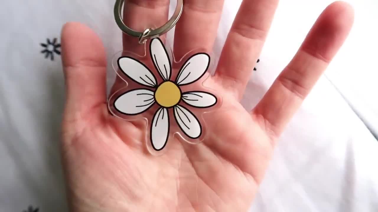 Floral Favorite’s Acrylic Keychain 2” - Split Ring Keychain - Flowers Charm  - Lanyard Charm - Backpack Tag - Acrylic Keychain